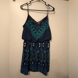 EXPRESS SZ M bright blue Aztec paisley dress